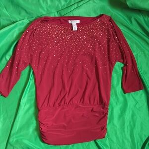 White House Black Market Red Embellished Women's Top